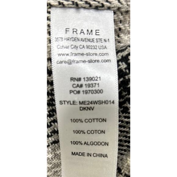 FRAME Black Gray Baja Plaid Button Up 100% Cotton Mens Shirt Large - Picture 7 of 7